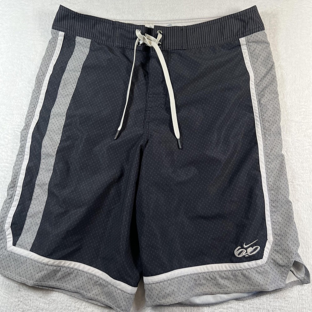 Nike 6.0 Board Shorts Mens 32 Black Colorblock Swim Trunks Drawstring Pocket